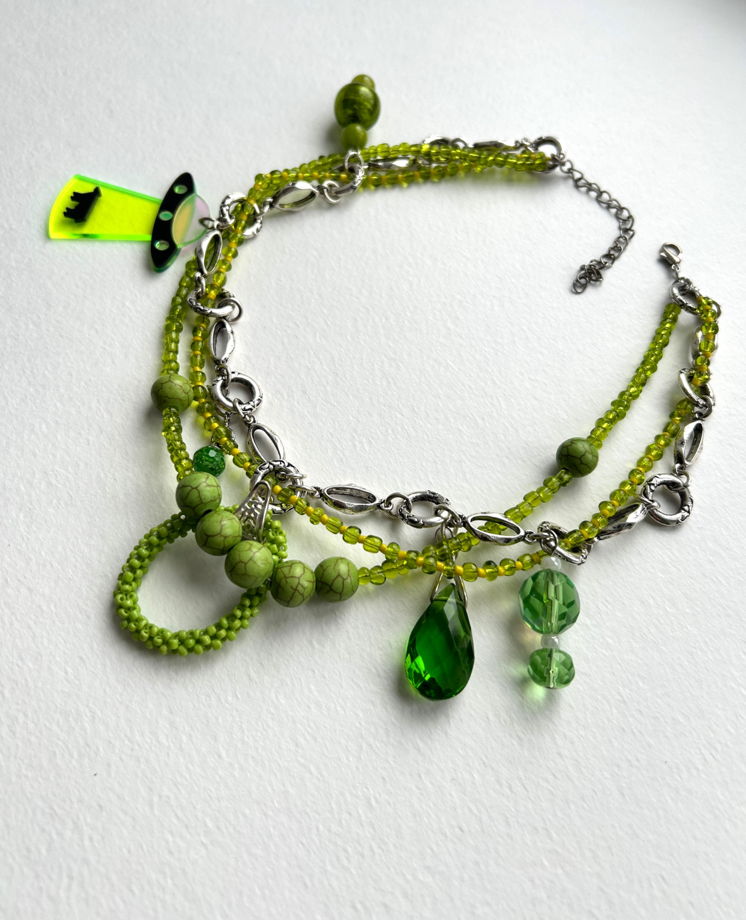 Колье «Сезанн» из бусин, цепочки и бисера