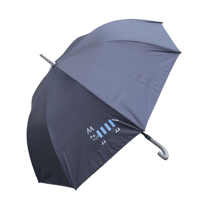 Двуслойный черный зонт с котом и паттерном