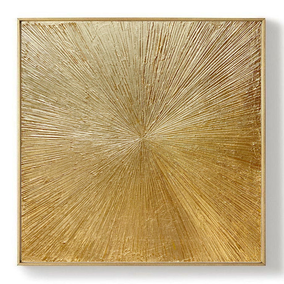 Картина абстрактная с поталью "Золотые лучи", 30*30 см