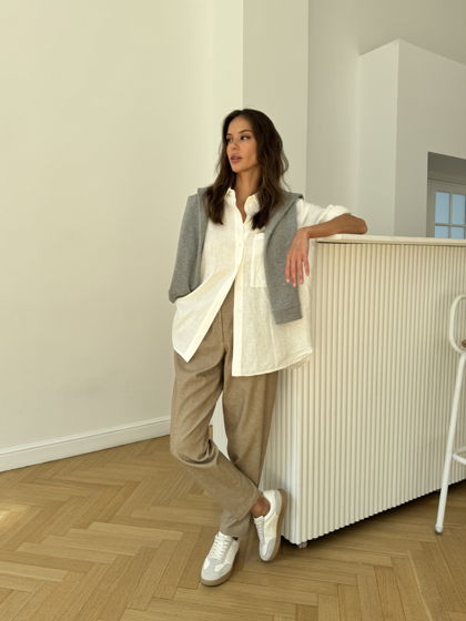 Рубашка из эко-льна белого цвета