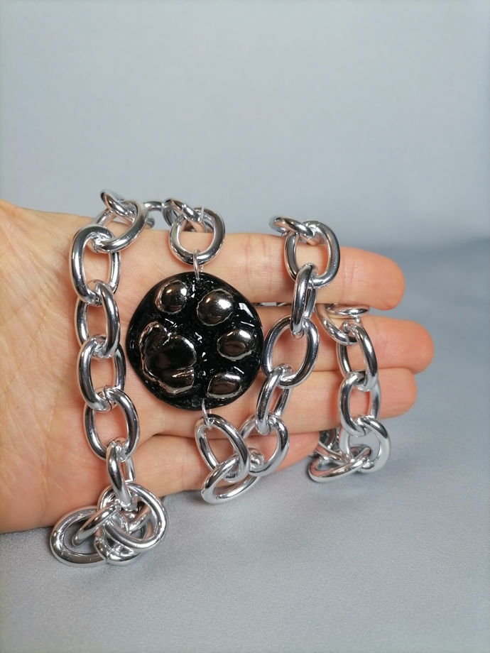 Колье с подвеской из фарфора Тигрик XL в золоте/платине