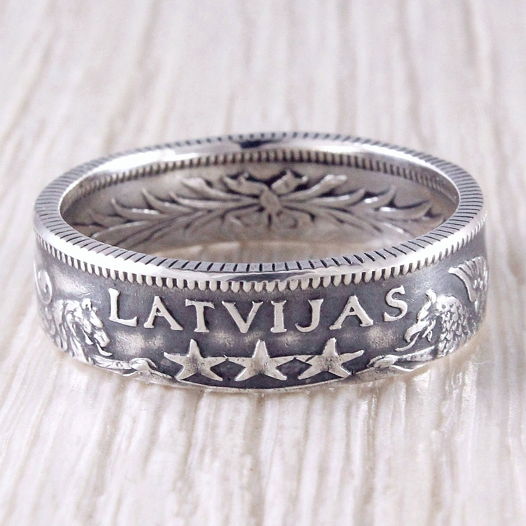 Серебряное кольцо из монеты (Латвия) 1924-1926