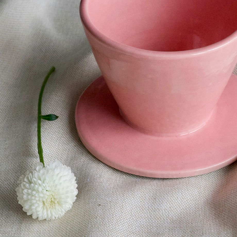 Воронка V60 для пуровера розовая + кофе от Maybe Tokyo, ручная работа