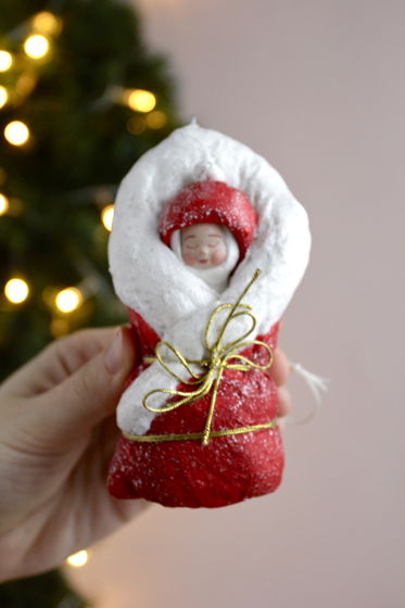 Ватная ёлочная игрушка «Малыш Санта»