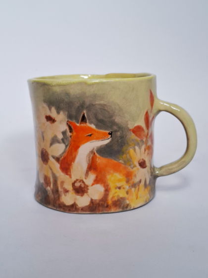 Кружка с лисой и лисом. Ручная работа. Керамика.