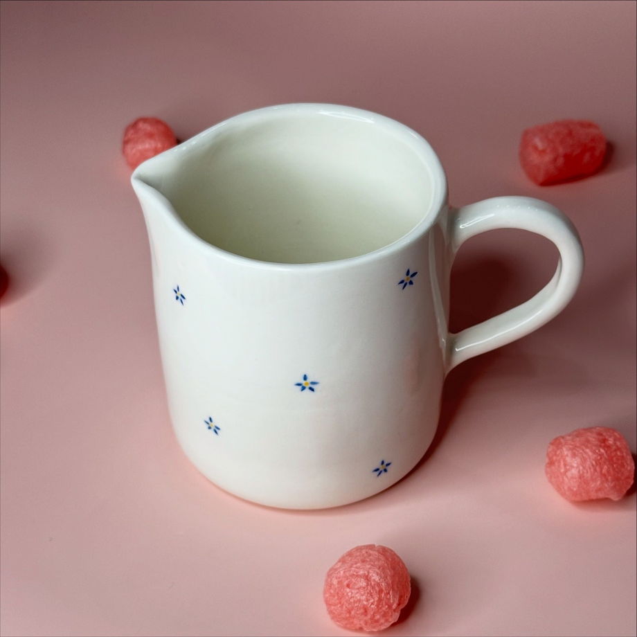 Керамический молочник с росписью ручной работы, "Лён"