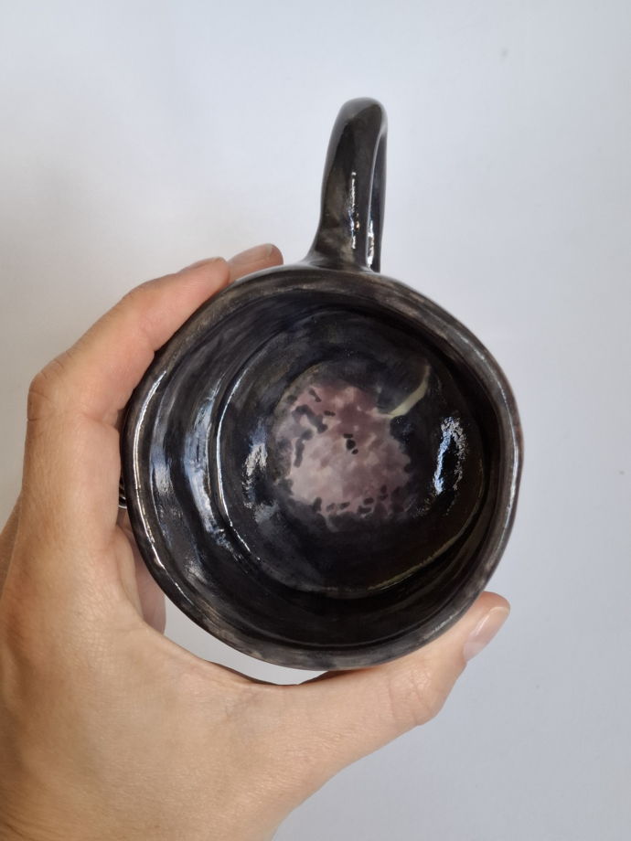 Кофейная/чайная пара керамическая. С цветами. "Июнь. Лунная ночь"