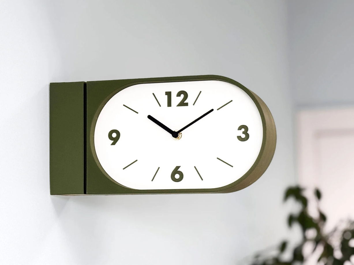 Настенные двусторонние часы, оливковые