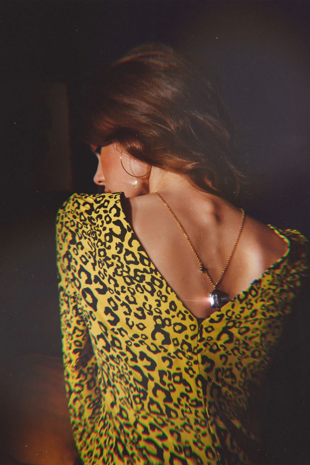 Платье желтое Леопард