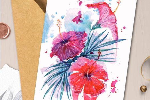 Открытка "Красный гибискус"