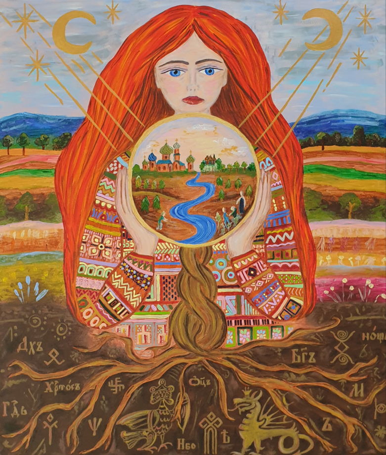 Картина "Создавая новый мир" акрил/холст 60×70