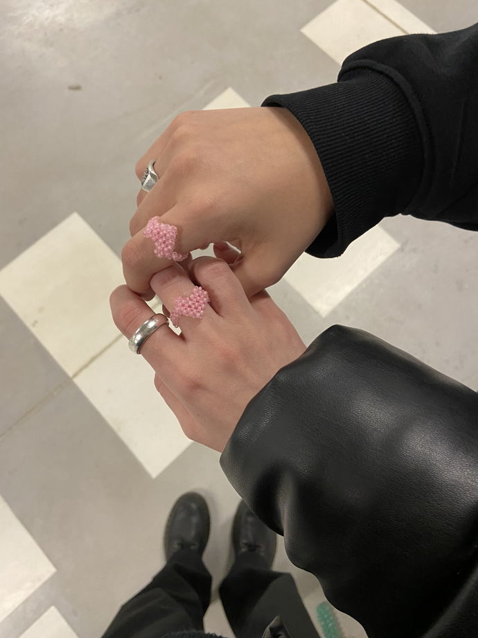 mini LOVE ring/кольцо-сердечко из бисера