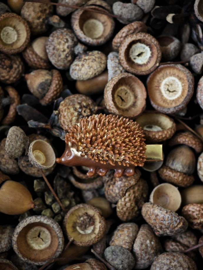 Набор заколок для волос: "Ёжик с яблоком"