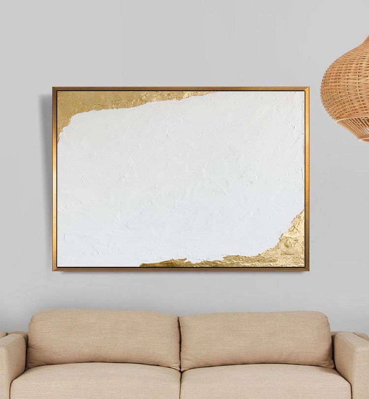 Картина абстрактная, белая фактурная "Свет",  70*90 см