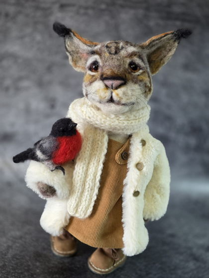 Интерьерная игрушка из шерсти "Рысь Серафима"