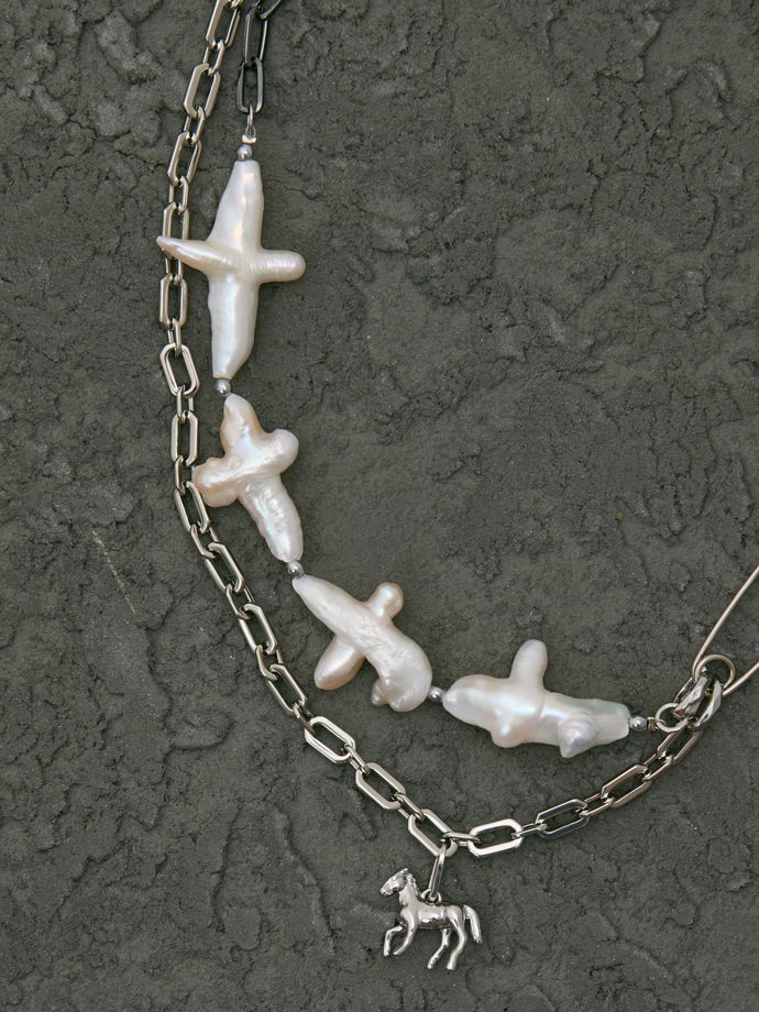 Унисекс колье с барочным жемчугом