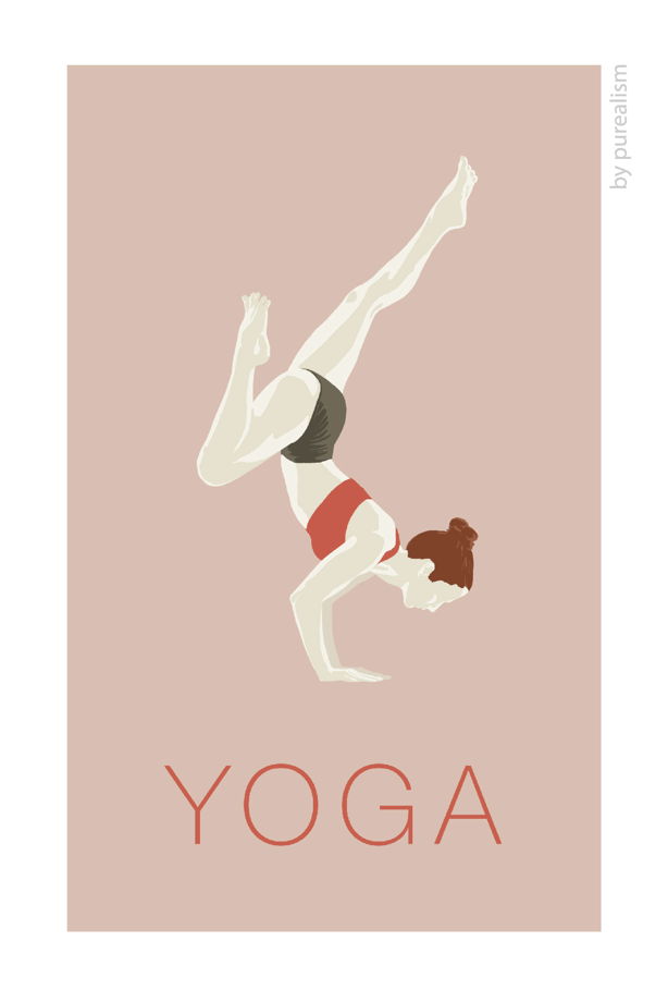 Дизайнерская открытка "Йога в розовом" формата 10х15см