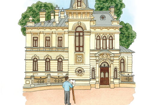 Акварельная картинка « Музей ИЗО (Усадьба Сандецкого), Казань»