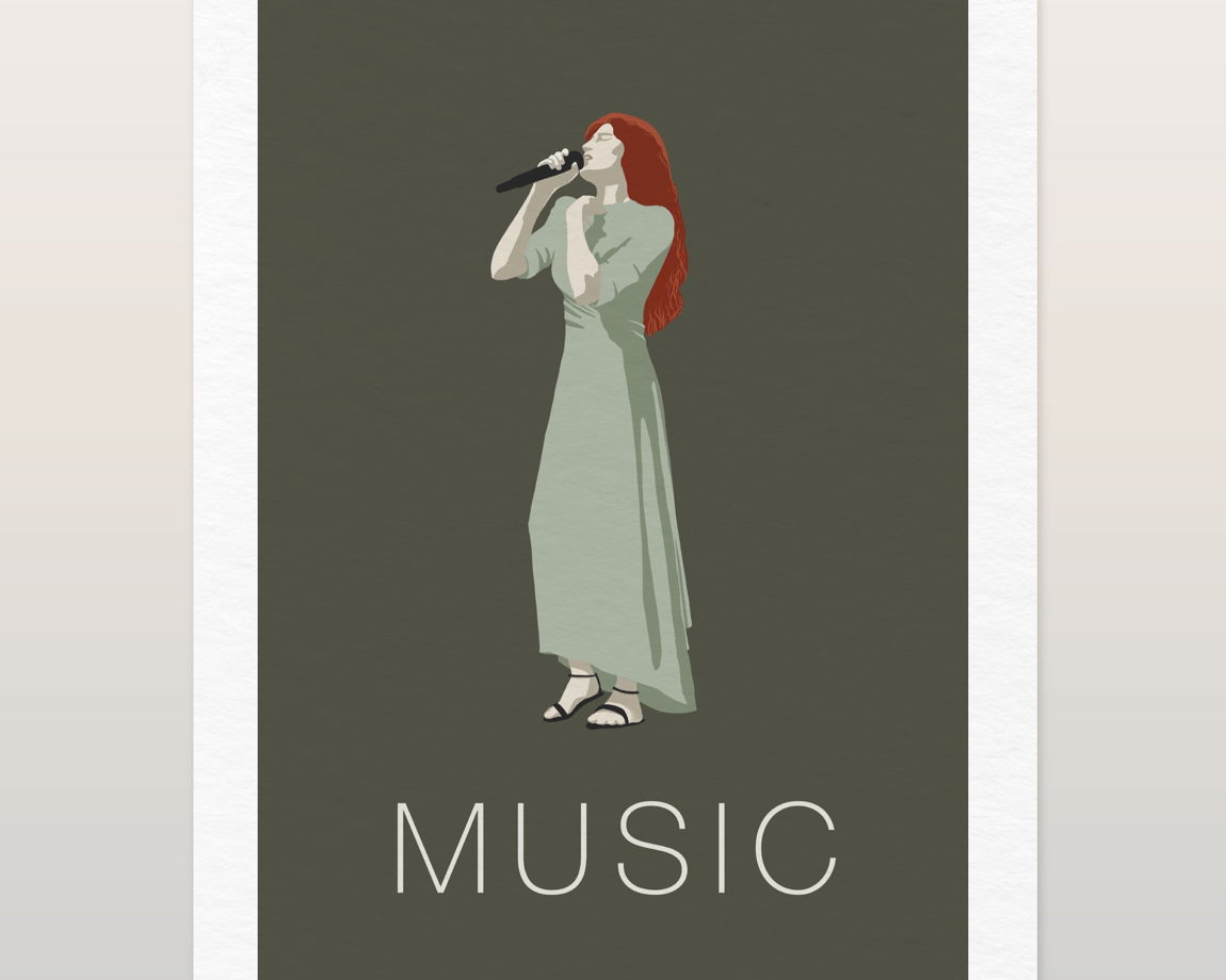 Дизайнерская открытка "Музыка: вокал" формата 10х15см