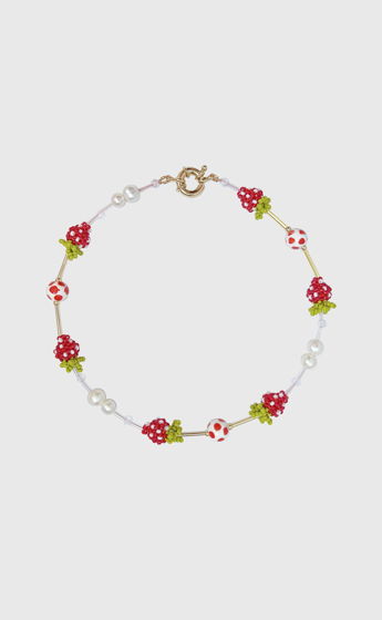 Ожерелье с клубничками из бисера/ Strawberry cream