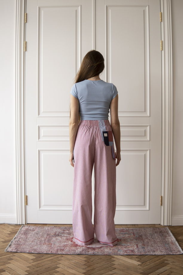 Женские штаны в полоску хлопковые штаны в пижамной стиле