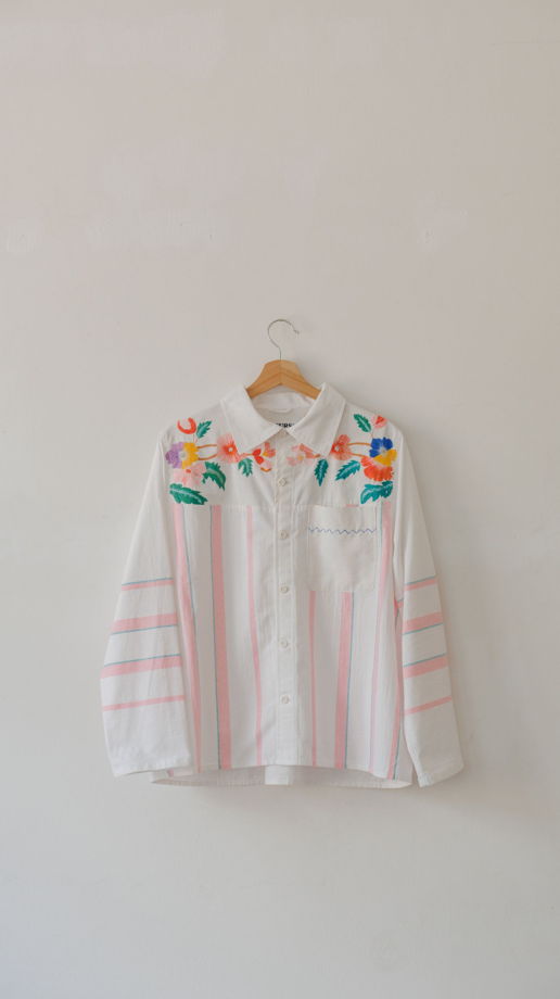 Рубашка в Розовую Полоску 2/Pink Striped Long Sleeve Shirt 2