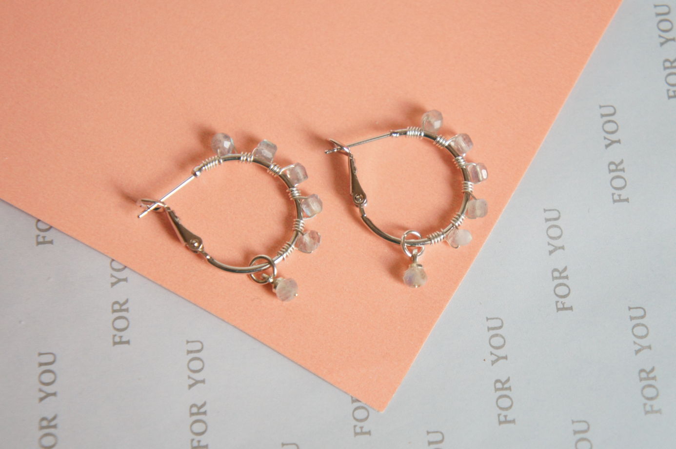 Серьги кольца конго лабрадорит плетеные wire wrapped