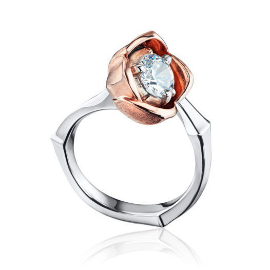 Женское кольцо цветок пиона PEONY