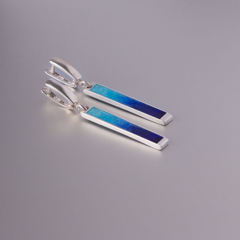 Серебряные серьги «Градиент синего»