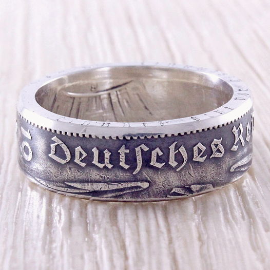Серебряное кольцо из монеты (Третий Рейх) Кирха