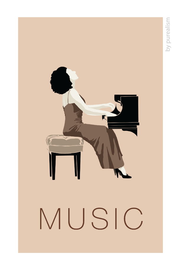 Дизайнерская открытка "Музыка: пианино" формата 10х15см