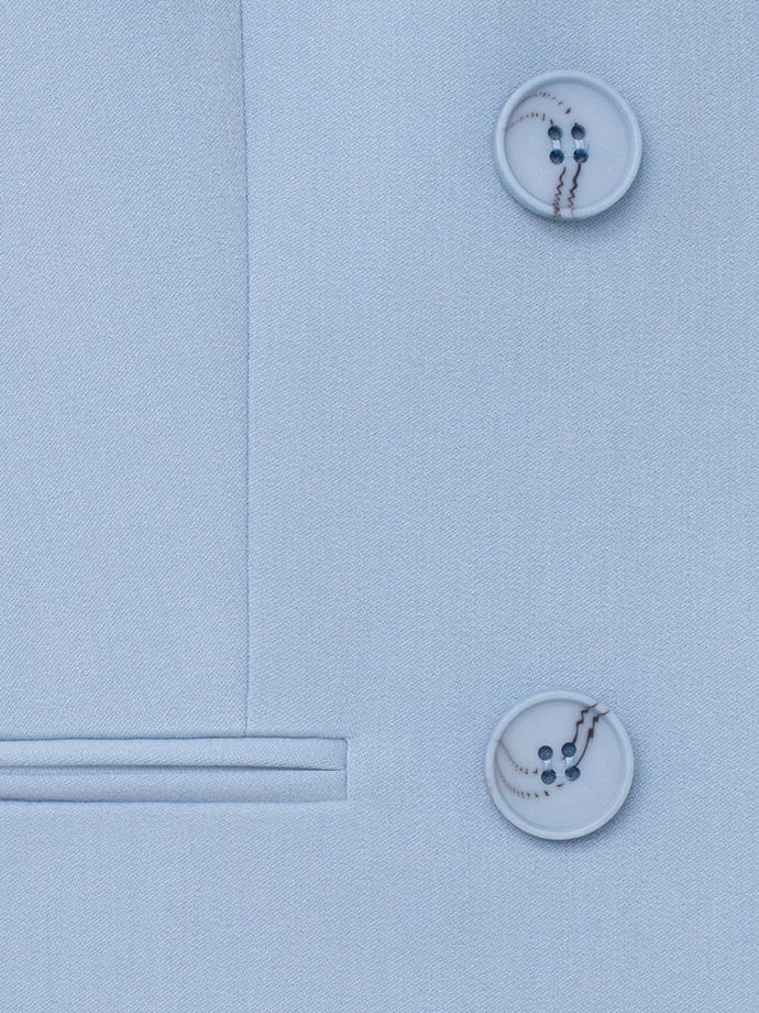 Двубортный жилет с объемными плечами, голубой