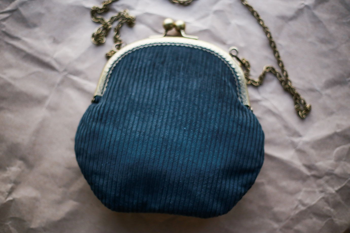 Женская сумка вельвет темно-синий цвет