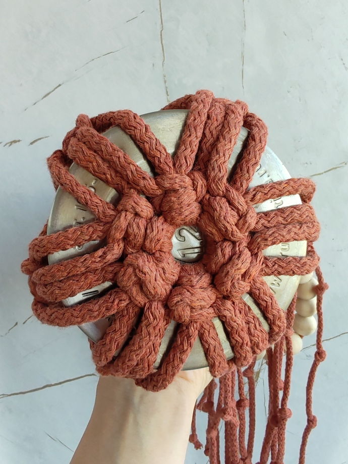 Авоська плетеная бохо для термоса/термокружки/бутылки