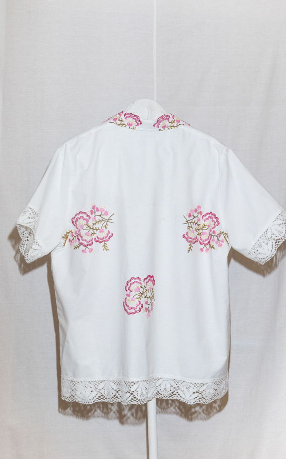 Рубашка с Розовыми Букетами/Pink Garden Short Sleeve Shirt