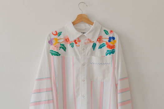 Рубашка в Розовую Полоску 1/Pink Striped Long Sleeve Shirt 1
