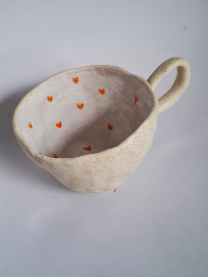 Чашка керамическая с котиком, ручной работы. "Спящий кот