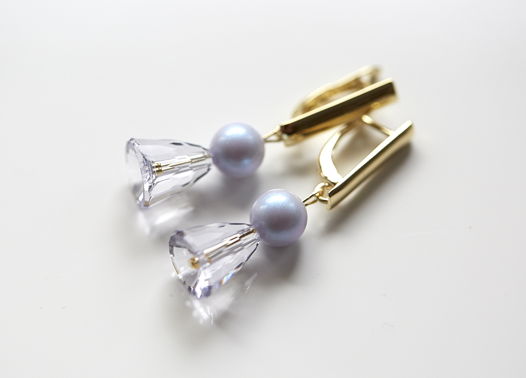 Серьги Crystals Pearl Дымчато-голубые