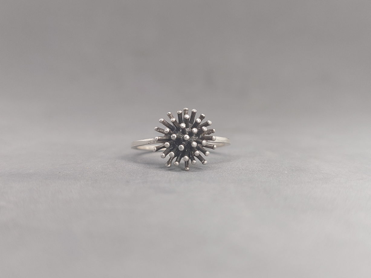 Серебряное кольцо "Космический еж", размер на заказ