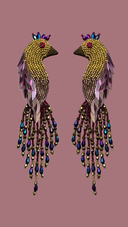 Серьги из бисера Жар - Птицы