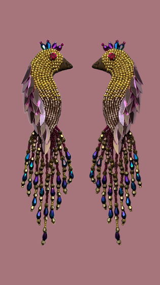 Серьги из бисера Жар - Птицы