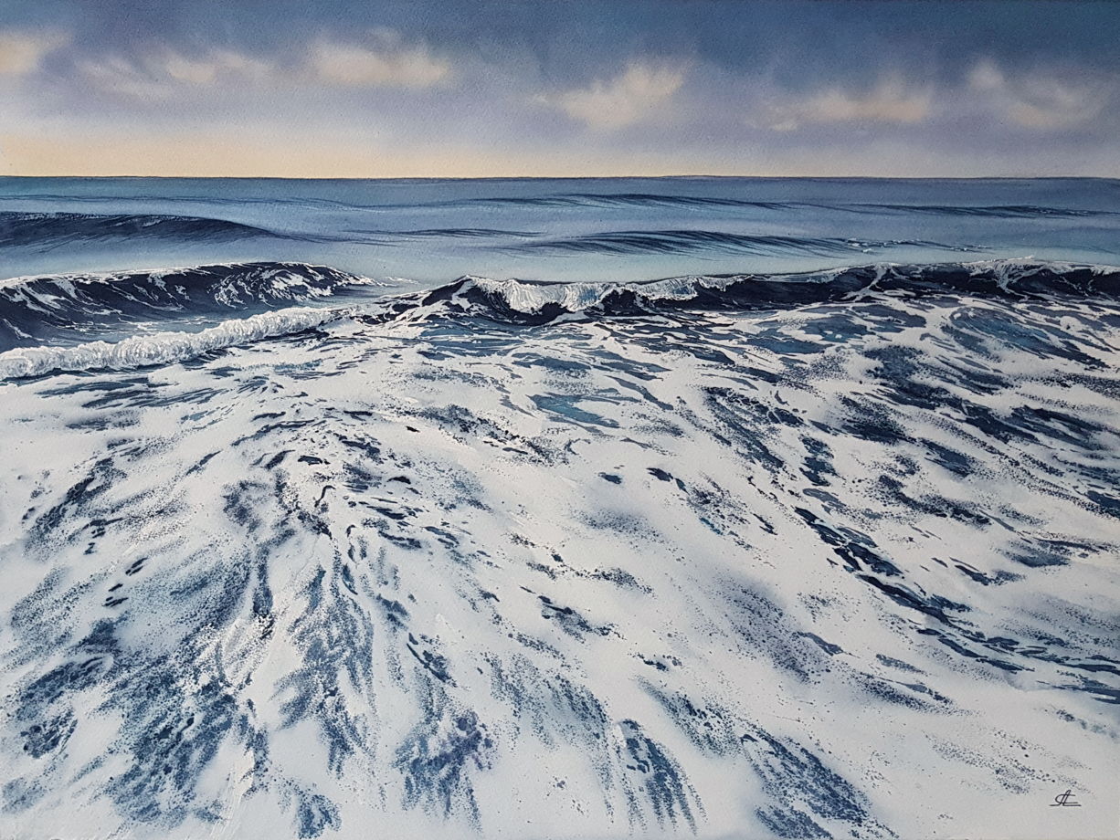 Акварельная картина "Морская пена" (74 х 55 см)