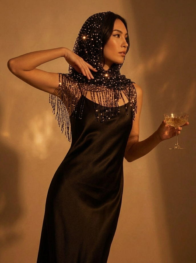 Шаль с микропайетками