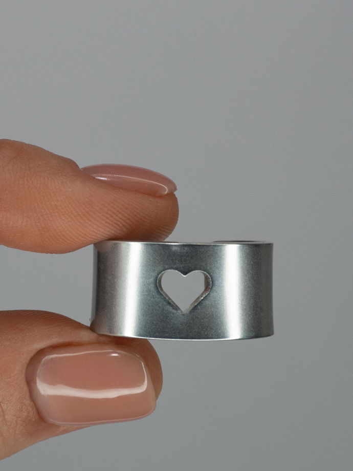 Кольцо из пищевого алюминия, ширина 12 мм СЕРДЦЕ