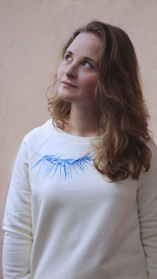 Бежевый женский свитшот с принтом "Blue branch"