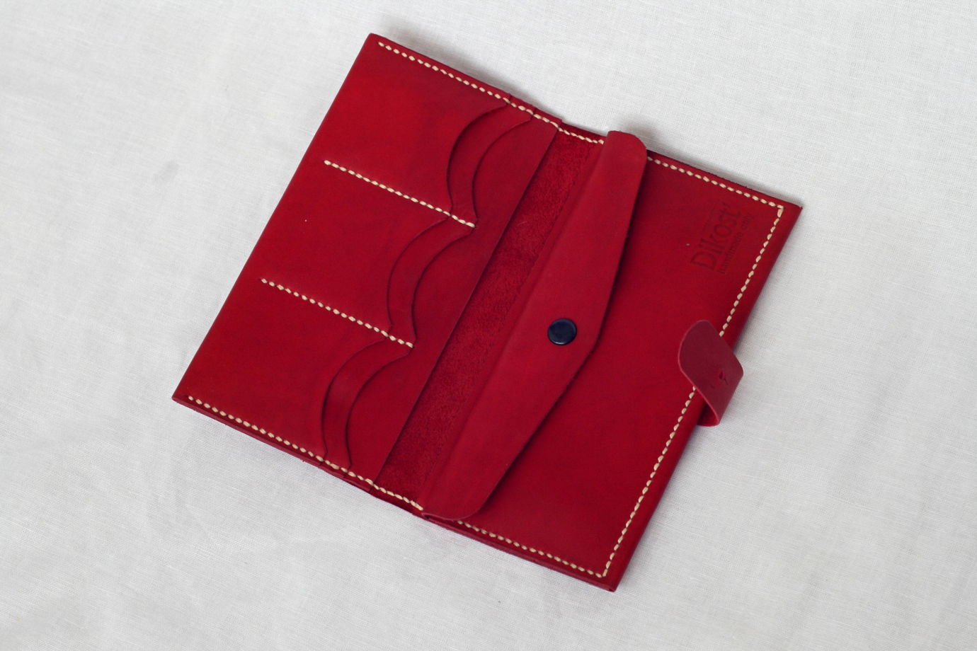 Красное портмоне из натуральной кожи, модель "EXP"