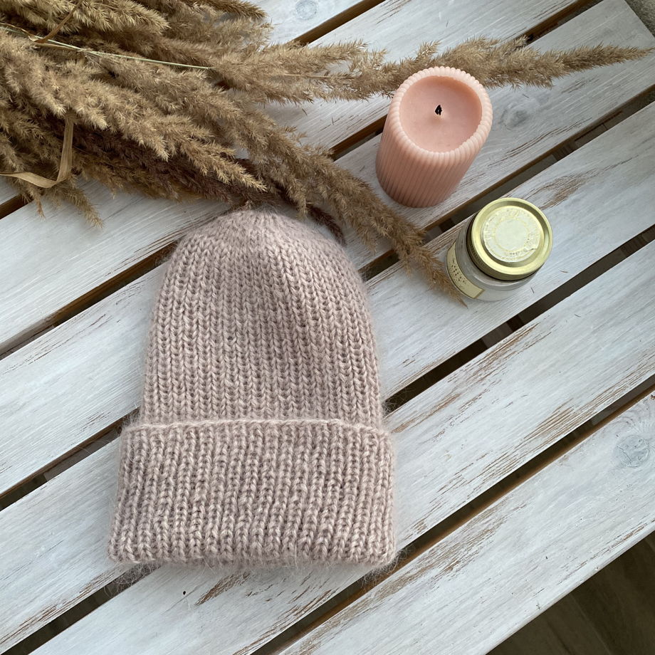 Комплект шапка + шарф из мохера, цвет молочный