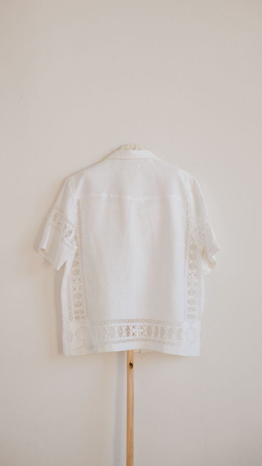 Рубашка с Кружевными Цветами 2/White Flowers Short Sleeve Shirt 2