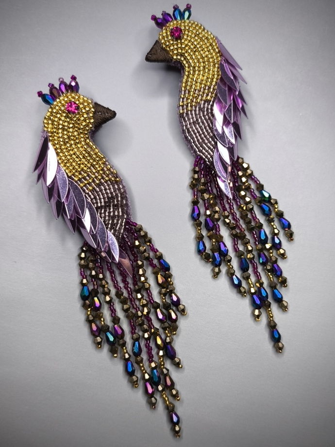 Серьги из бисера Жар - Птицы