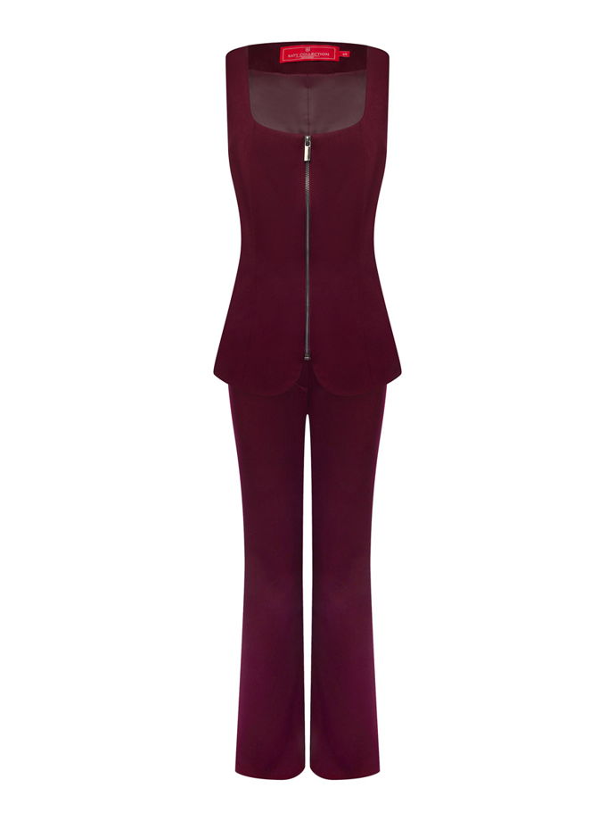 Брюки клеш, бордовый